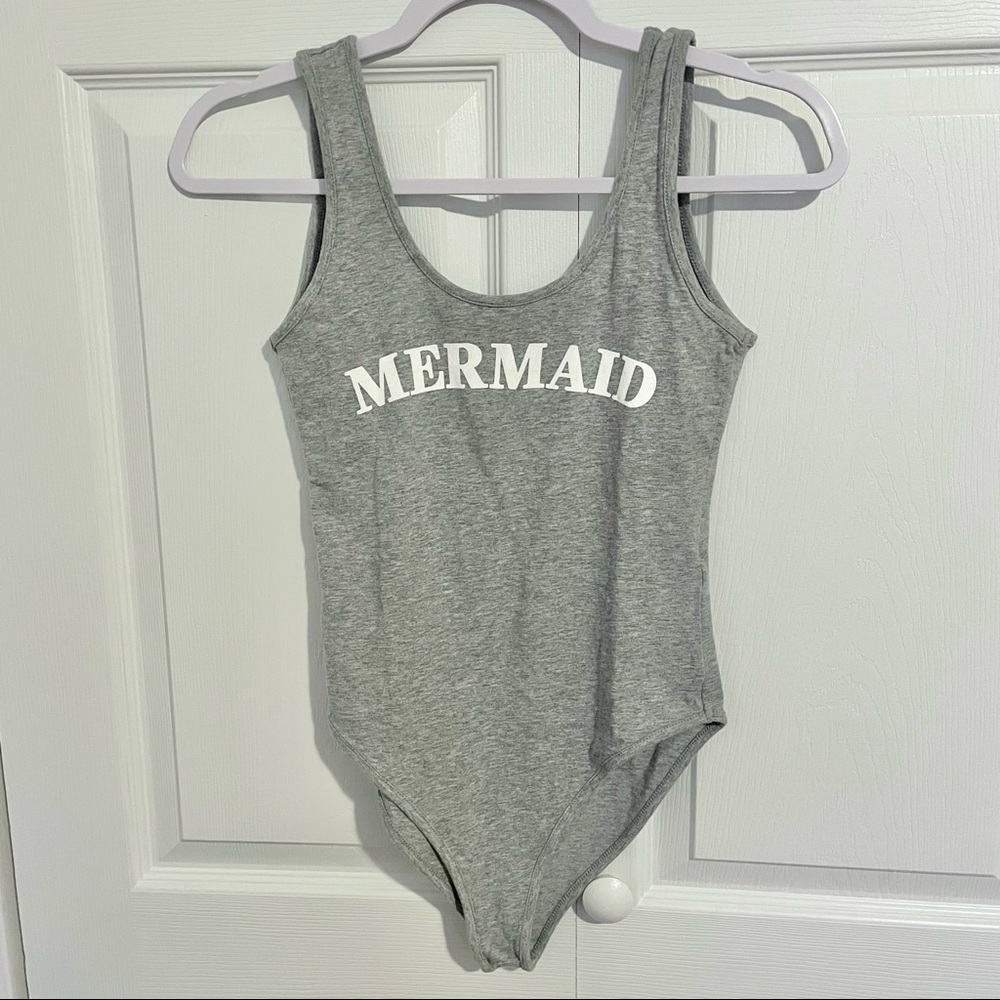 Forever 21 MERMAID grey bodysuit Sz M - Picture 2 of 2